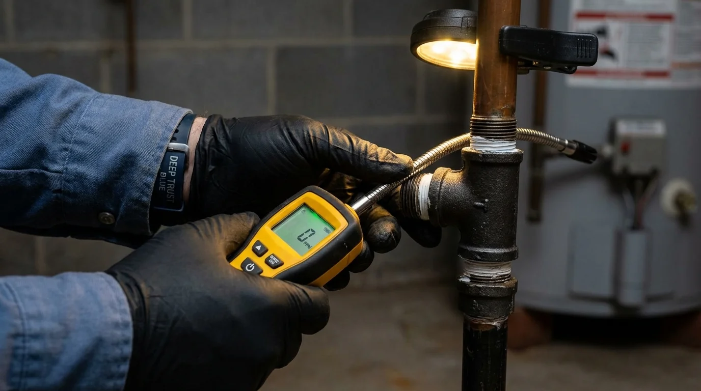 Gas leak detection with electronic sniffer by Johns Plumbing LLC in Atglen