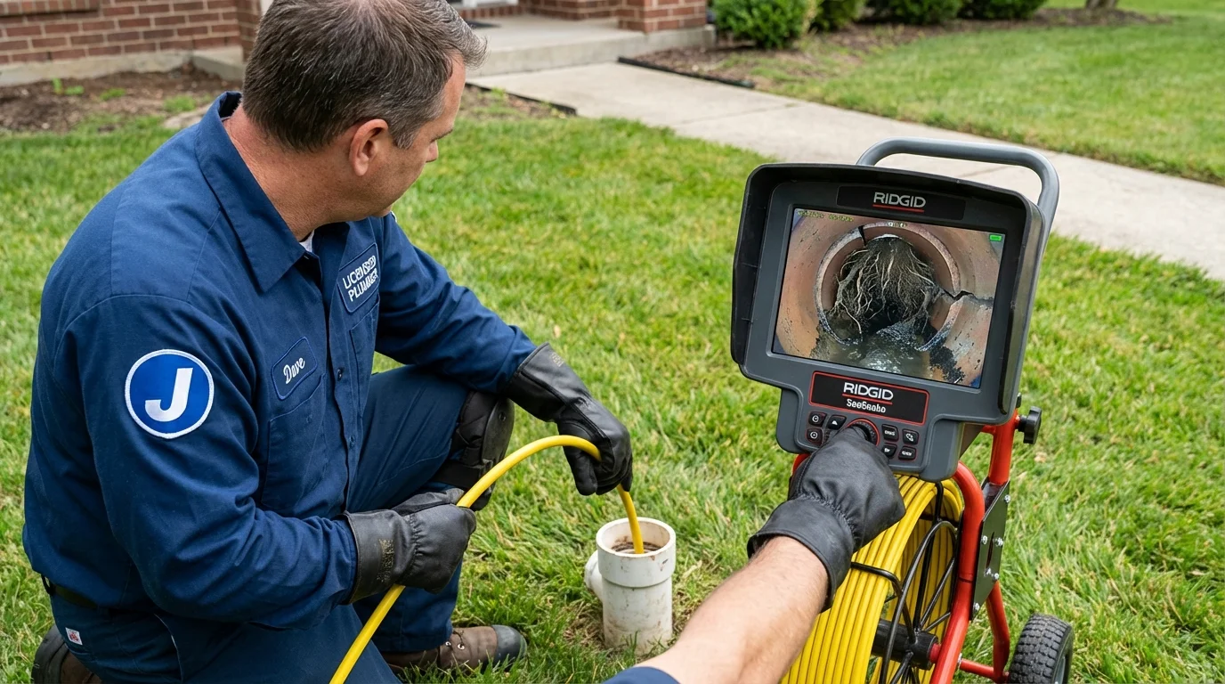 Sewer camera inspection being performed by Johns Plumbing LLC in Atglen
